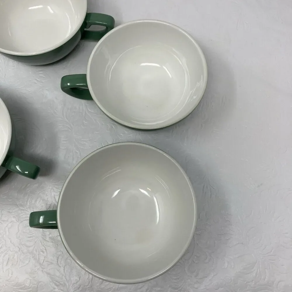 4 Taylor Smith Taylor Conversation Tea Cups Green And White